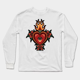 burning heart tattoo Long Sleeve T-Shirt